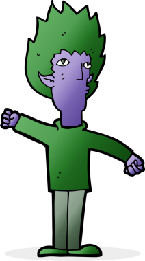 Bir insan tarafından çizilmiş vampir adam çizgi filmi.