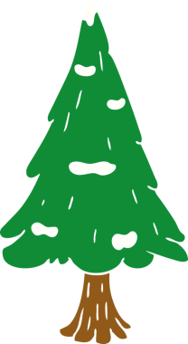 El çizimi karikatür tek karla kaplı ağaç bir insan tarafından çizilmiş.