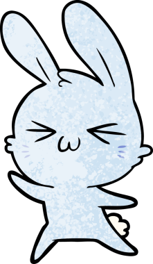 Bir insan tarafından çizilmiş şirin çizgi film tavşanı.