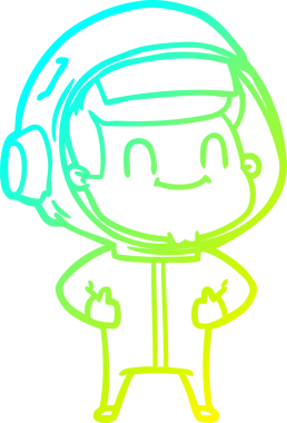 Bir insan tarafından çizilmiş mutlu bir astronotun soğuk gradyan çizimi.