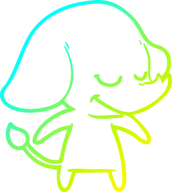 Bir insan tarafından çizilmiş gülümseyen bir filin soğuk gradyan çizimi