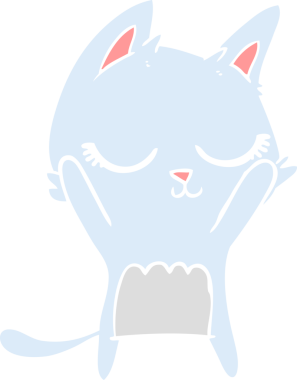 Bir insan tarafından çizilmiş düz renkli çizgi film kedisi