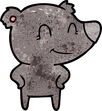 Bir insan tarafından çizilmiş kalçaları olan arkadaş canlısı ayı.