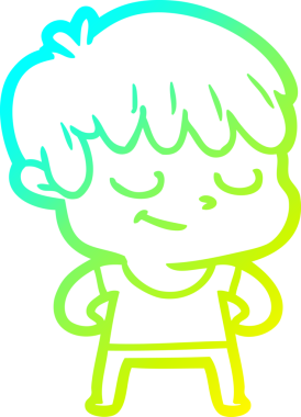 Bir çizgi film karakteri çizen soğuk çizgi bir insan tarafından çizilmiş mutlu çocuk.