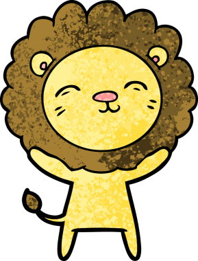 Bir insan tarafından çizilmiş çizgi film aslanı.