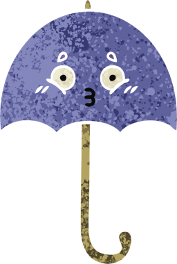 Bir insan tarafından çizilmiş bir şemsiyenin retro çizim tarzı karikatürü