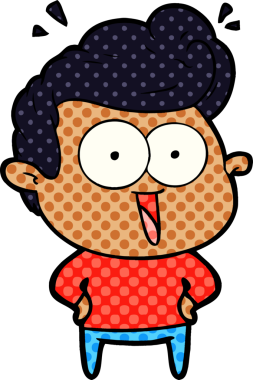 Bir insan tarafından çizilmiş heyecanlı bir çizgi film.