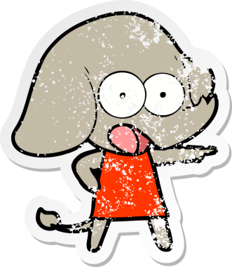 Bir insan tarafından çizilmiş şirin bir filin sıkıntılı çıkartması