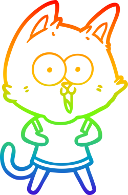 gökkuşağı gradyan çizimi bir insan tarafından çizilmiş komik bir çizgi film kedisi