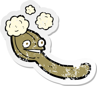 Bir insan tarafından çizilmiş karikatür kaşığının gerilmiş yapıştırması.