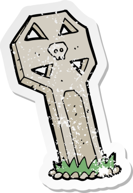 Bir insan tarafından çizilmiş ürkütücü bir karikatürün gerilimli çıkartması.