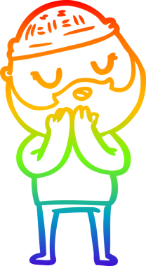 Bir insan tarafından çizilmiş sakallı bir karikatür çizimi.