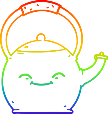 gökkuşağı gradyan çizgi çizimi bir insan tarafından çizilmiş bir çaydanlık