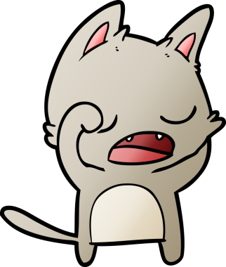 Bir insan tarafından çizilmiş konuşan kedi çizgi filmi.