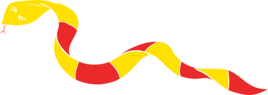 Bir insan tarafından çizilmiş düz renkli çizgi film yılanı.