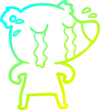 Bir insan tarafından çizilmiş ağlayan bir ayının soğuk çizgi çizimi.