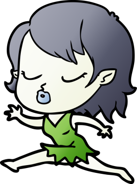 Bir insan tarafından çizilmiş şirin vampir kız çizgi filmi.