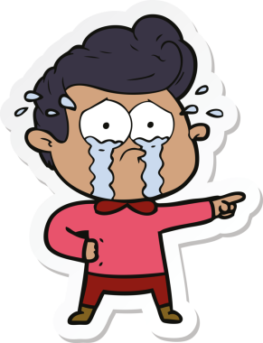 Bir insan tarafından çizilmiş ağlayan bir karikatür çıkartması.