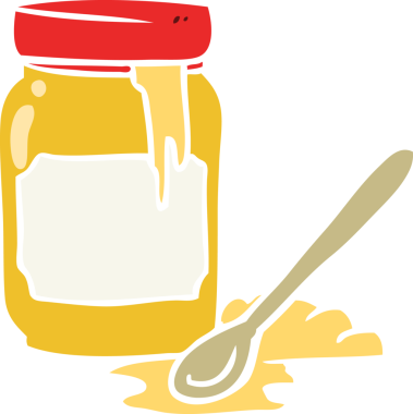 Bir insan tarafından çizilmiş düz renkli bal kavanozu.