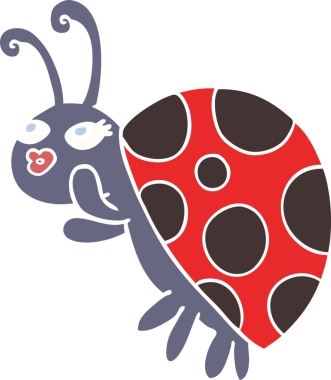 Bir insan tarafından çizilmiş düz renkli uğur böceği