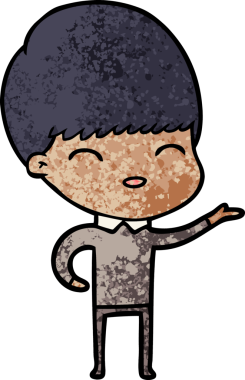 Bir insan tarafından çizilmiş mutlu çizgi film çocuğu.