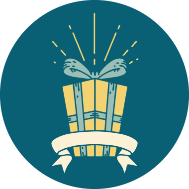 Bir insan tarafından çizilmiş dövme stili bir Noel hediyesi.