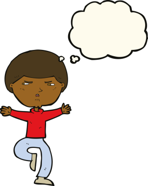 Bir insan tarafından çizilmiş düşünce baloncuğu olan kızgın bir adam.