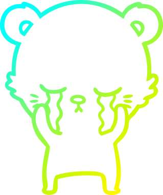 Ağlayan bir kutup ayısının insan tarafından çizilmiş soğuk çizgi çizgisi.