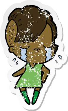 Bir insan tarafından çizilmiş ağlayan bir karikatür çıkartması.