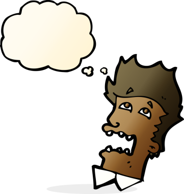 Bir insan tarafından çizilmiş düşünce baloncuğu olan korkmuş bir adam.