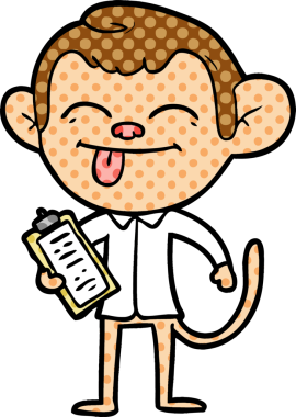 Bir insan tarafından çizilmiş komik çizgi maymun.