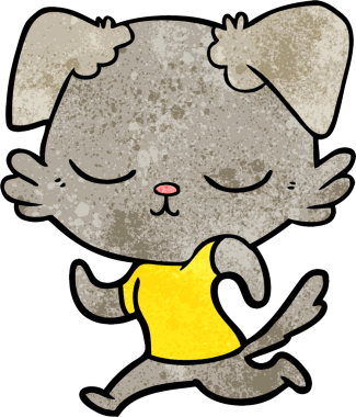 Bir insan tarafından çizilmiş şirin bir çizgi film köpeği.