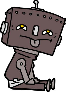 Bir insan tarafından çizilmiş çizgi film robotu