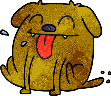 Bir insan tarafından çizilmiş, el yazısıyla çizilmiş şirin bir kawaii köpeği karikatürü.