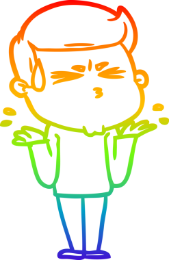 Bir insan tarafından çizilmiş terleyen bir çizgi film karakterinin çizimi.