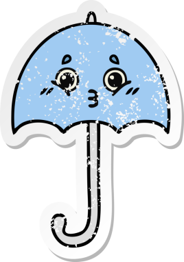 Bir insan tarafından çizilmiş şirin bir şemsiyenin sıkıntılı çıkartması.