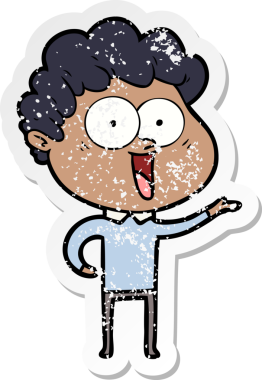 Bir insan tarafından çizilmiş heyecanlı bir adamın sıkıntılı çıkartması.