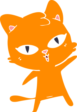 Bir insan tarafından çizilmiş düz renkli çizgi film kedisi