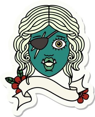 Bir insan tarafından çizilmiş bir Ork haydut karakterinin çıkartması