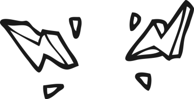 Bir insan tarafından çizilmiş siyah beyaz karikatür dekoratif yıldırımlar.