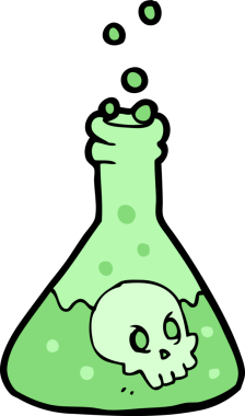 Bir insan tarafından çizilmiş ürkütücü bir iksir.