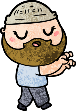 Bir insan tarafından çizilmiş sakallı bir çizgi film adamı.