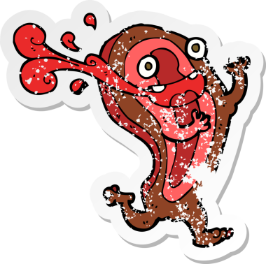 Bir insan tarafından çizilmiş nadir bir biftek karikatürü çıkartması.