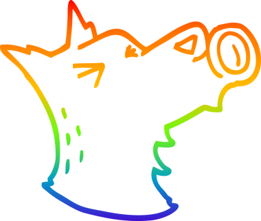 Bir insan tarafından çizilmiş uluyan bir kurdun gökkuşağı gradyanı çizimi