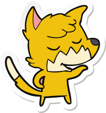 Bir insan tarafından çizilmiş dost canlısı bir tilkinin çıkartması.