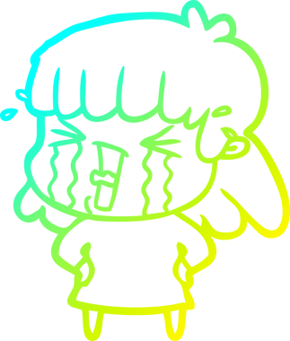 Bir insan tarafından çizilmiş göz yaşları içinde bir çizgi film kadını çizimi.