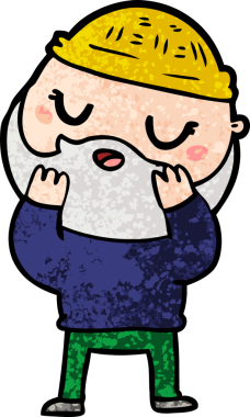 Bir insan tarafından çizilmiş sakallı bir çizgi film adamı.