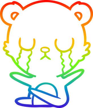 Bir insan tarafından çizilmiş ağlayan çizgi film ayısının çizimi.