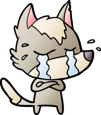 Bir insan tarafından çizilmiş ağlayan kurt çizgi filmi.