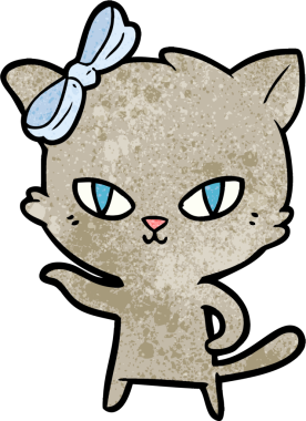 Bir insan tarafından çizilmiş sevimli çizgi film kedisi.